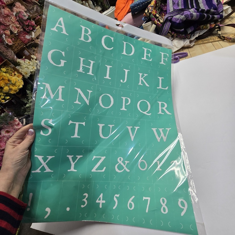 "Rustic Font" Chalk Couture Transfer Stencil Sz E RETIRED 18"X24 DIY Crafting